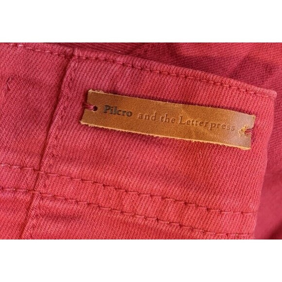 Anthropologie Pilcro and the Letterpress Jean Red Skinny Button Fly Mid Rise 24 - Picture 8 of 13
